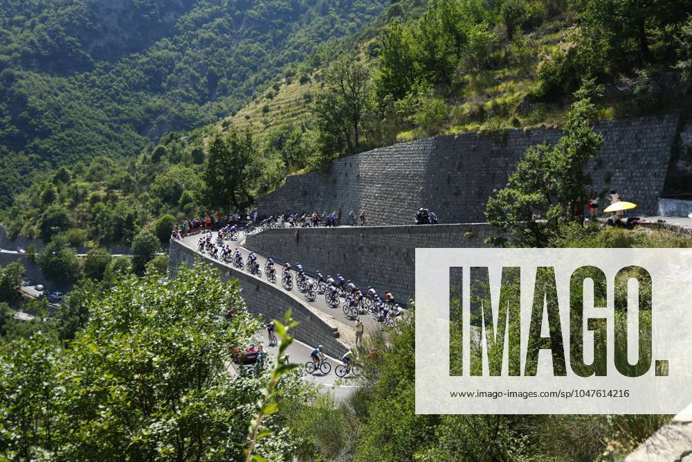 Tour de France 2024 - Stage 20 COL DE LA COUILLOLE, FRANCE - JULY 20 : illustration picture of the peloton during stage 20 of the 111th edition of the Tour de France 2024 cycling race, a stage of 132,8 kms with start in Nice and finish in Col de la Couillole on July 20, 2024 in Col de la Couillole, France, 20 07 2024 Col de la Couillole France