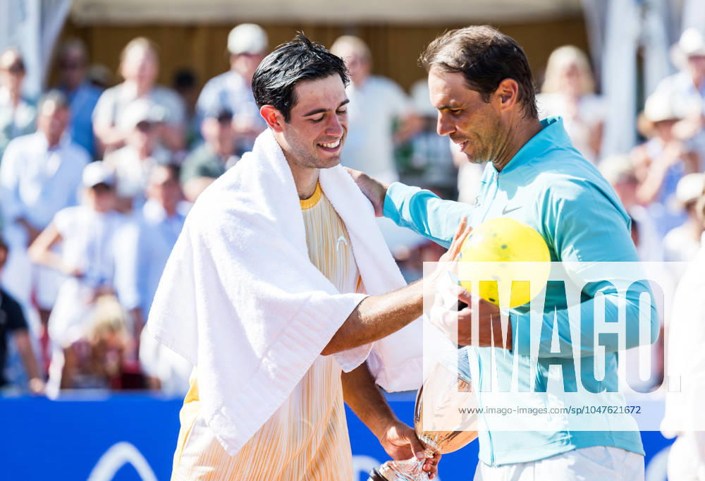 Nuno Borges of Portugal and Rafael Nadal of Spain after the mens single final during Nordea Open day 7 on July 21, 2024 in Bastad Photo Niclas Jönsson BILDBYRAN COP 273 NO0291 tennis svenska öppna swedish open bbeng depp jubel