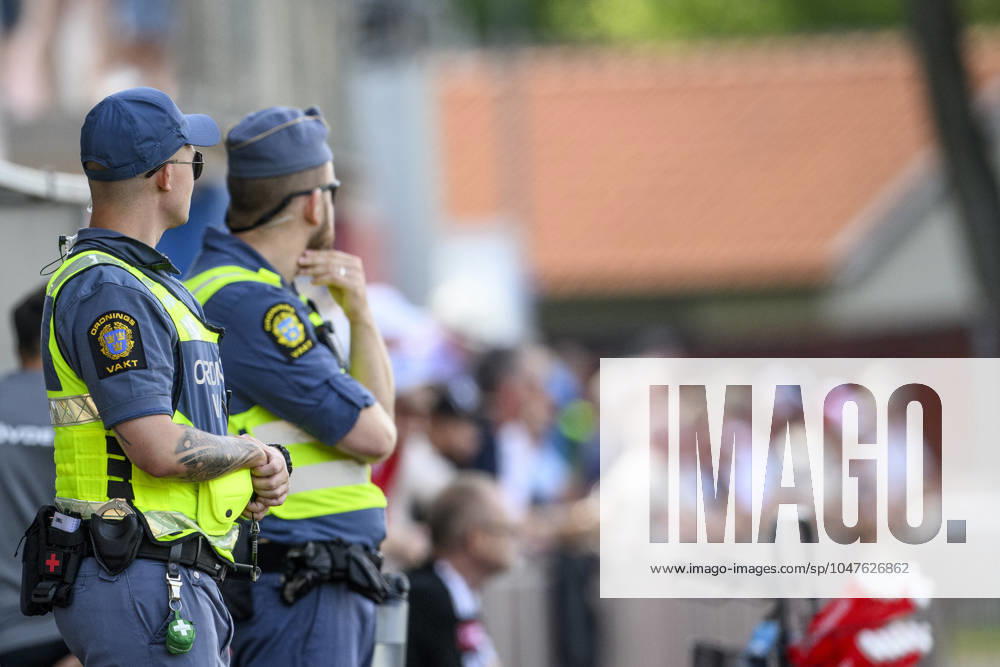 Security guards during the Superettan football match between Skövde AIK and Brage on July 21, 2024 in Skövde