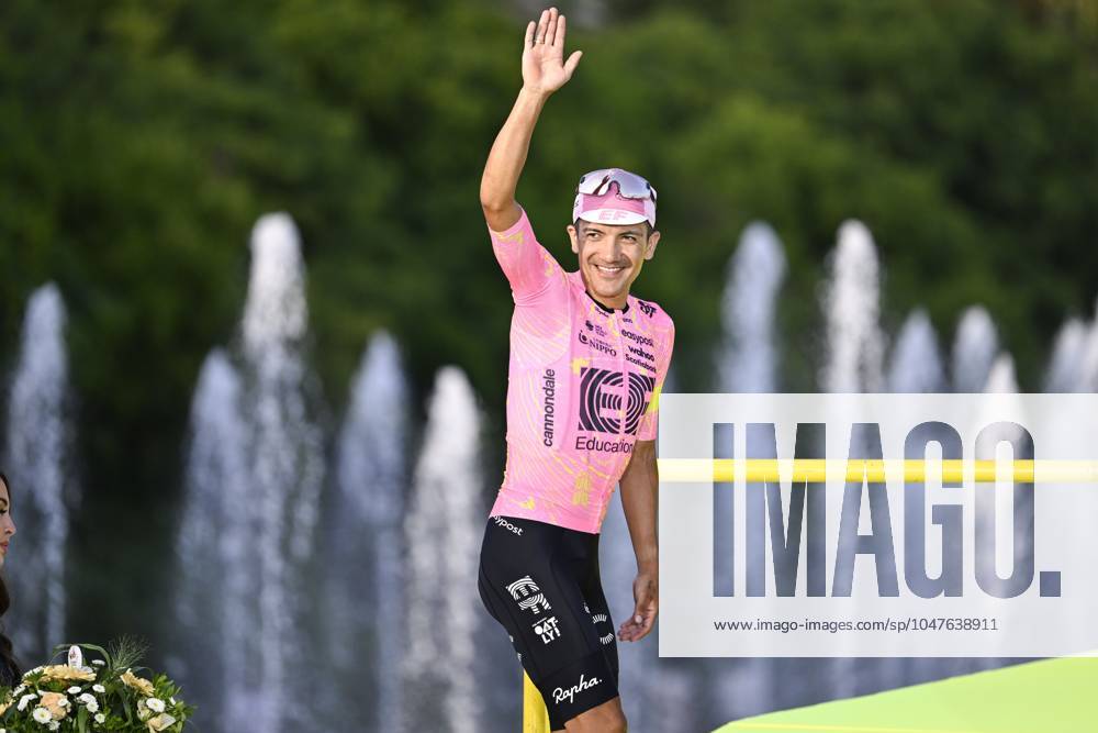 Ecuadorian Richard Carapaz of EF Education-EasyPost pictured on the podium after stage 21, the final stage of the 2024 Tour de France cycling race, an individual time trial from Monaco to Nice, France (33,7 km) on Sunday 21 July 2024. The 111th edition of the Tour de France starts on Saturday 29 June and will finish in Nice, France on 21 July. TOM GOYVAERTS TomxGoyvaerts x96853306x