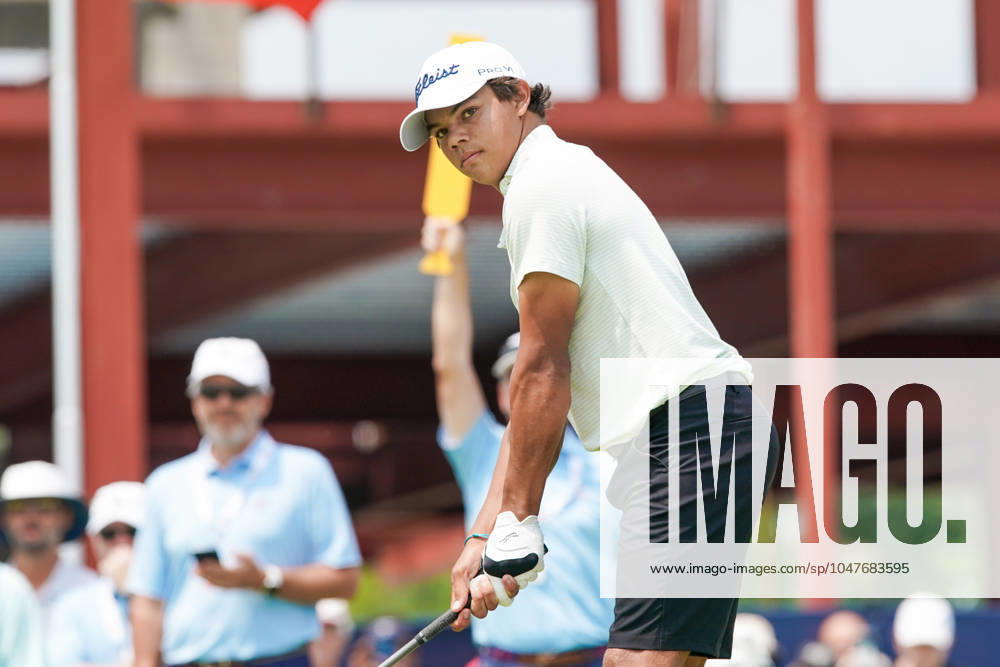 Charlie Woods (USA) tees off the first hole - North Course during the second round of the 2024 U.S. Junior Amateur Championship at Oakland Hills Country Club. Bloomfield Hills USA - ZUMAw109 20240723_fap_w109_003