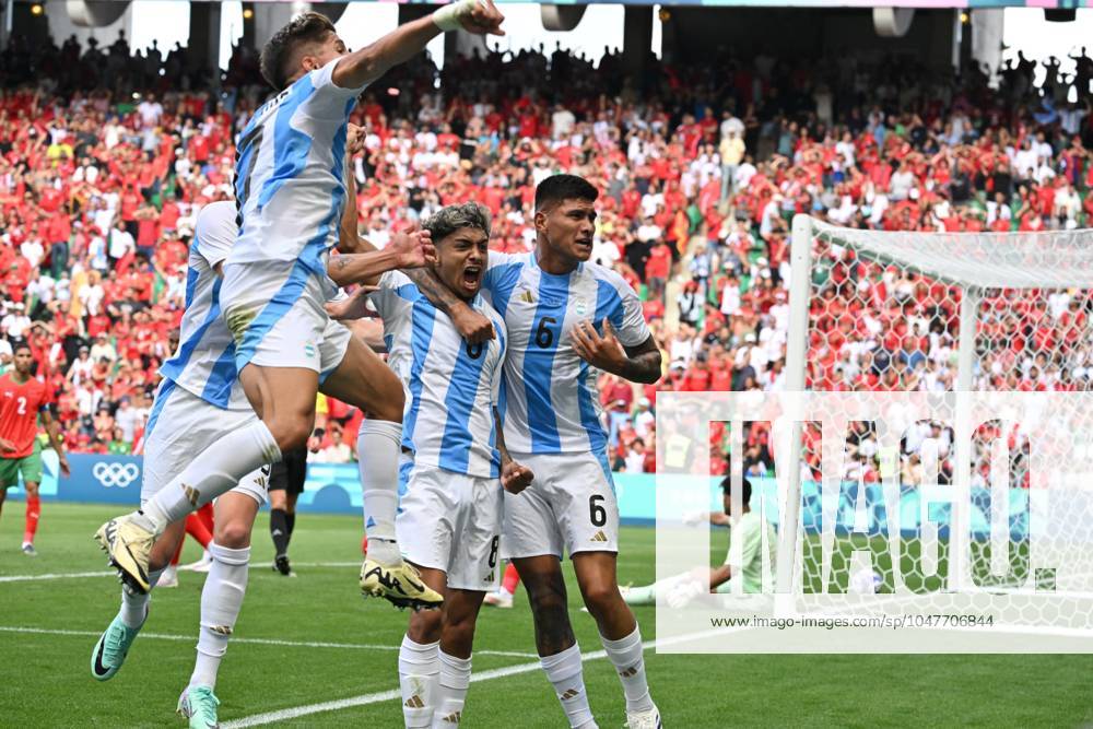 Critain Medina (Argentine), Mens football, Argentina vs Morocco , Men s preliminary round during the Olympic Games, Olympische Spiele, Olympia, OS Paris 2024 JO 2024 : FOOTBALL - Argentine vs Maroc - Jeux Olympiques 2024 - Paris2024 - Saint-Etienne - 24 07 2024 DPPI Panoramic