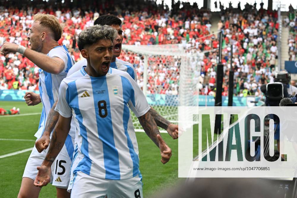 Critain Medina (Argentine), Mens football, Argentina vs Morocco , Men s preliminary round during the Olympic Games, Olympische Spiele, Olympia, OS Paris 2024 JO 2024 : FOOTBALL - Argentine vs Maroc - Jeux Olympiques 2024 - Paris2024 - Saint-Etienne - 24 07 2024 DPPI Panoramic