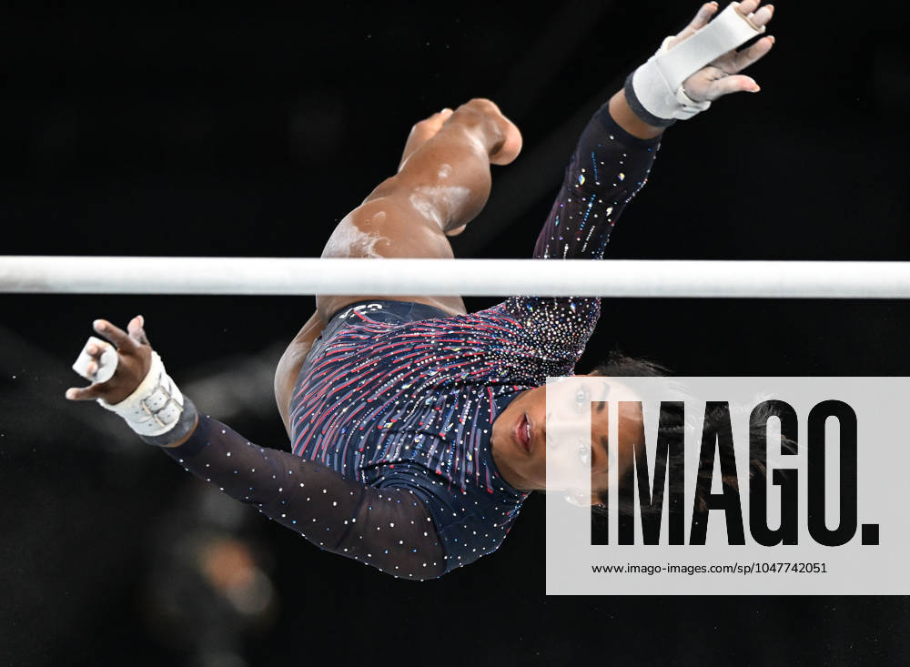 (240725) -- PARIS, July 25, 2024 -- Simone Biles of the United States takes part in an artistic gymnastics training session ahead of the Paris 2024 Olympic Games, Olympische Spiele, Olympia, OS in Paris, France, on July 25, 2024. Cheng Min) (PARIS2024)FRANCE-PARIS-ARTISTIC GYMNASTICS-TRAINING chengmin