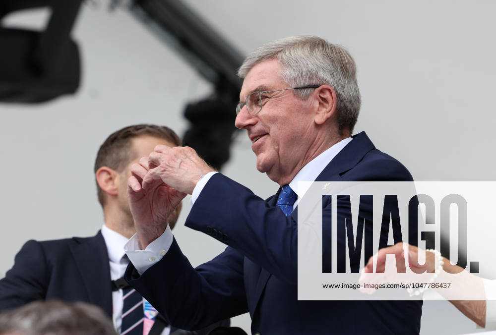 (240726) -- PARIS, July 26, 2024 -- International Olympic Committee (IOC) President Thomas Bach is seen ahead of the opening ceremony of the Paris 2024 Olympic Games, Olympische Spiele, Olympia, OS in Paris, France, July 26, 2024. ) (PARIS2024) FRANCE-PARIS-OLY-OPENING CEREMONY GaoxJing