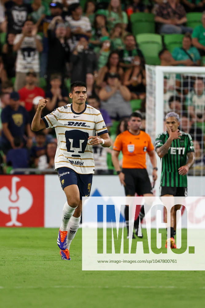 AUSTIN, TX - JULY 26: Pumas UNAM forward Guillermo Martinez (9) pumps his fist after scoring a goal during the Leagues Cup Group stage match between Austin FC and Pumas UNAM on July 26, 2024, at Q2 Stadium in Austin, TX. (Photo by David Buono Icon Sportswire) SOCCER: JUL 26 Leagues Cup - Austin FC vs Pumas Icon240726038