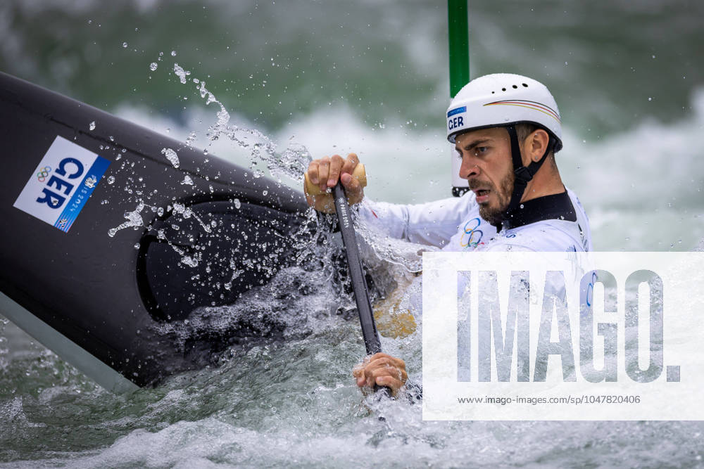 KW30 Paris 2024 Olympic Games, Olympische Spiele, Olympia, OS Vaires-sur-Marne Nautical Stadium, Paris, France 27 7 2024 Mens Canoe Slalom Single Heats 1st Run Germanys Sideris Tasiadis Sideris Tasiadis 27 7 2024