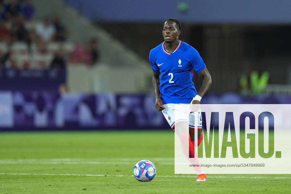 Castello Lukeba (France), Football , France vs USA during the Olympic Games, Olympische Spiele, Olympia, OS Paris 2024 OLYMPICS 2024 : SOCCER - France vs Guinea - 2024 Olympics - Paris2024 - Nice - 27 07 2024 DPPI Panoramic