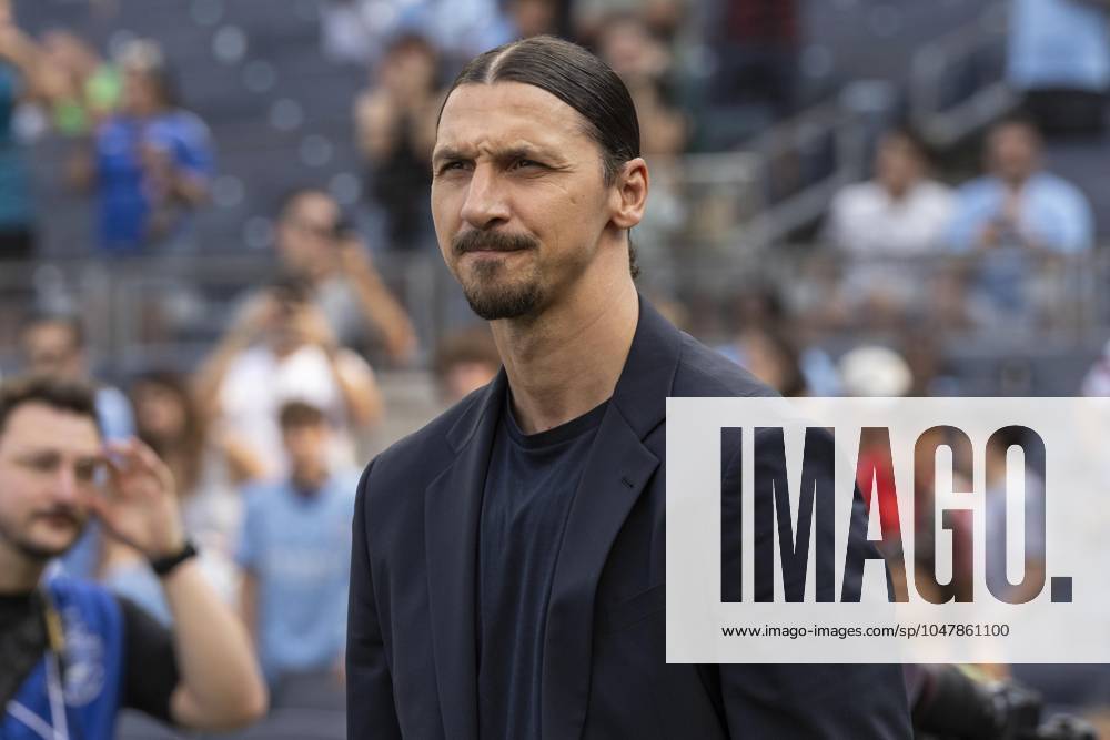 Zlatan Ibrahimovic seen before friendly match between Manchester City and AC Milan at Yankee Stadium in New York on July 27, 2024. AC Milan won 3 - 2. It was the second loss by Manchester City during a pre-season tour of The US following a loss to Celtic three days prior. This game was part of the Soccer Champions tour sponsored by Directv. New York United States - ZUMAr339 20240727_znp_r339_034