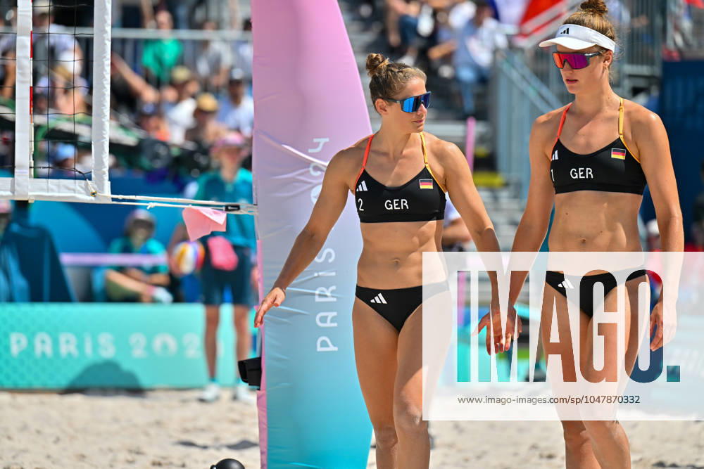 Olympic Games Beach Volleyball Paris 28 07 2024 Preliminary round, women, GER FRA Svenja Mueller right and Cinja Tillmann left