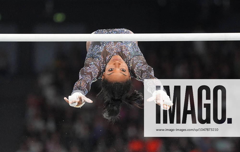 July 28 2024: Simone Biles (United States of America) competes during the uneven bars at Bercy Arena, Paris, France. CSM. Paris France - ZUMAc04_ 20240728_zma_c04_213