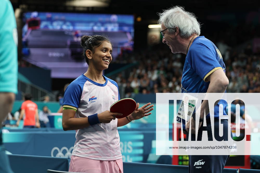 Sports News 2024 Paris Olympics 2024: Table tennis, Tischtennis : Womens Singles First Round: Akula Sreeja vs. Christina Kallberg (Sweden) Akula Sreeja (IND) won by 4-0, Porte Maillot Main Media Centre France