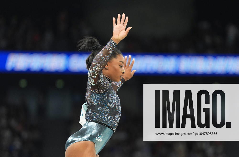 July 28 2024: Simone Biles (United States of America) competes during the balance beam at Bercy Arena, Paris, France. CSM. Paris France - ZUMAc04_ 20240728_zma_c04_035