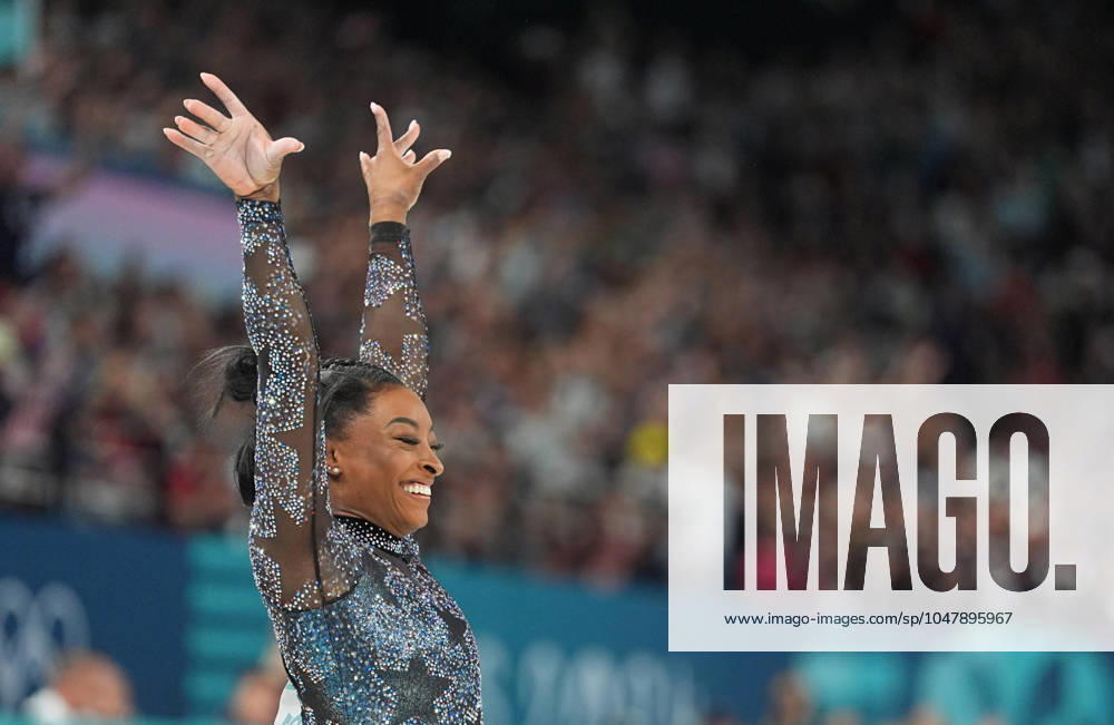 July 28 2024: Simone Biles (United States of America) competes during the balance beam at Bercy Arena, Paris, France. CSM. Paris France - ZUMAc04_ 20240728_zma_c04_076