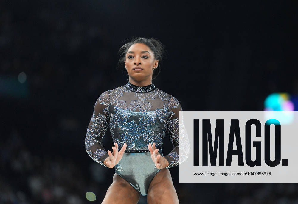 July 28 2024: Simone Biles (United States of America) competes during the balance beam at Bercy Arena, Paris, France. CSM. Paris France - ZUMAc04_ 20240728_zma_c04_081