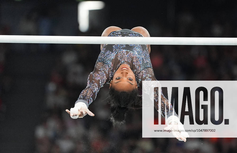 July 28 2024: Simone Biles (United States of America) competes during the uneven bars at Bercy Arena, Paris, France. CSM. Paris France - ZUMAc04_ 20240728_zma_c04_175