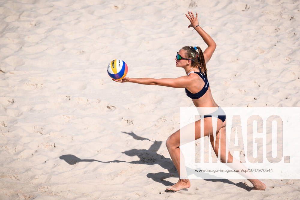 Paris, Eiffel Tower Stadium Beach volleyball, Olympic Games, preliminary round Service Serve Valentina Gottardi ITA