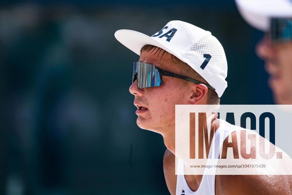 Miles Partain (USA) - Volleyball de plage - Beach volleyball, Beachvolleyball Men’s Beach Volleybal event, Preliminary pool D during the Olympic Games, Olympische Spiele, Olympia, OS Paris 2024 JO 2024 : Volleyball de plage - Jeux Olympiques 2024 - Paris2024 - Paris - 30 07 2024 DPPI Panoramic