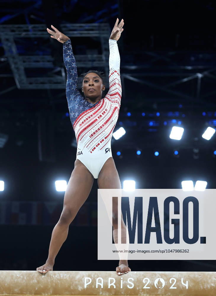 (240730) -- PARIS, July 30, 2024 -- Simone Biles of the United States competes during the balance beam event of the artistic gymnastics women s team final at the Paris 2024 Olympic Games, Olympische Spiele, Olympia, OS in Paris, France, July 30, 2024. ) (PARIS2024) FRANCE-PARIS-OLY-ARTISTIC GYMNASTICS CaoxCan