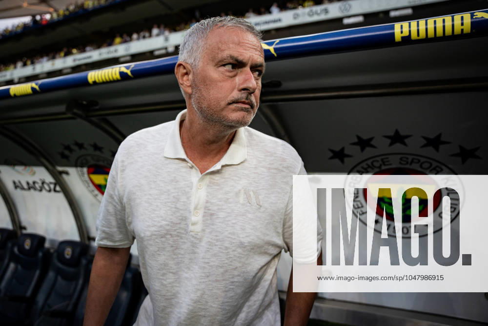 Fenerbahce v Lugano UEFA Champions League Second Qualifying Round Manager of Fenerbahce Jose Mourinho during the ceremony before the match. Fenerbahce and Lugano faced each other in the UEFA Champions League second qualifying round second leg, the match took place at Sukru Saracoglu Stadium on July 30, 2024 Istanbul Istanbul Turkey