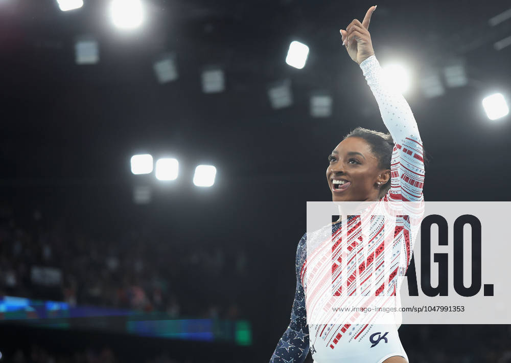 (240730) -- PARIS, July 30, 2024 -- Simone Biles of the United States reacts after the floor exercise event of the artistic gymnastics women s team final at the Paris 2024 Olympic Games, Olympische Spiele, Olympia, OS in Paris, France, July 30, 2024. ) (PARIS2024) FRANCE-PARIS-OLY-ARTISTIC GYMNASTICS CaoxCan