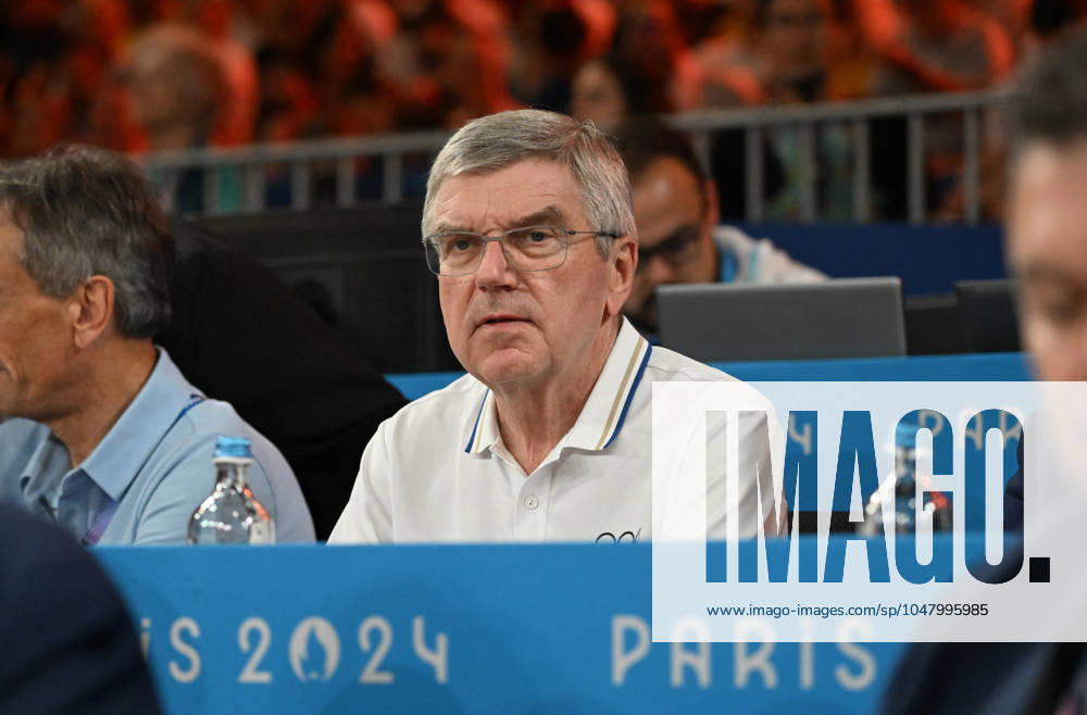 (240730) -- PARIS, July 30, 2024 -- International Olympic Committee (IOC) President Thomas Bach watch the judo match at the Paris 2024 Olympic Games, Olympische Spiele, Olympia, OS in Paris, France, July 30, 2024. ) (PARIS2024) FRANCE-PARIS-OLY-JUDO WuxWei
