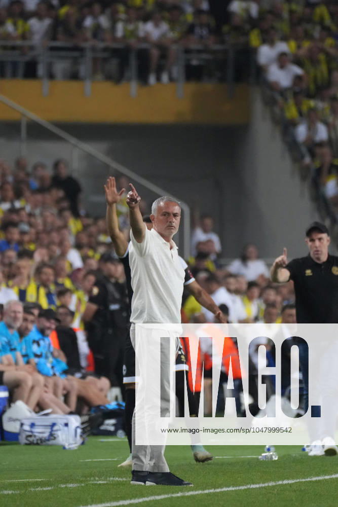 Coach Jose Mourinho of Fenerbahce during the UEFA Champions League second qualifying round second leg match between Fenerbahce and Lugano at Ulker Stadium on July 30, 2024 in Istanbul, Turkey. Istanbul Kadikoy Turkey