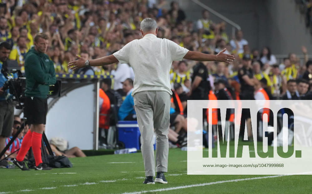 Coach Jose Mourinho of Fenerbahce during the UEFA Champions League second qualifying round second leg match between Fenerbahce and Lugano at Ulker Stadium on July 30, 2024 in Istanbul, Turkey. Istanbul Kadikoy Turkey