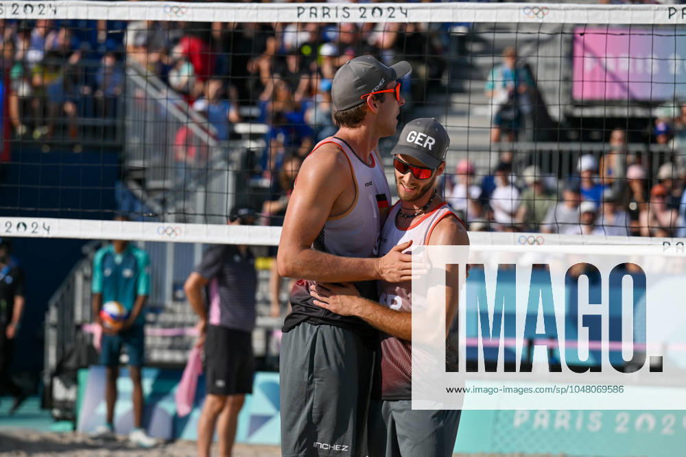 Olympic Games Beach Volleyball Paris 01 08 2024 Preliminary round, Men, GER AUS, Nils Ehlers 1, GER , Clemens Wickler 2, GER ,