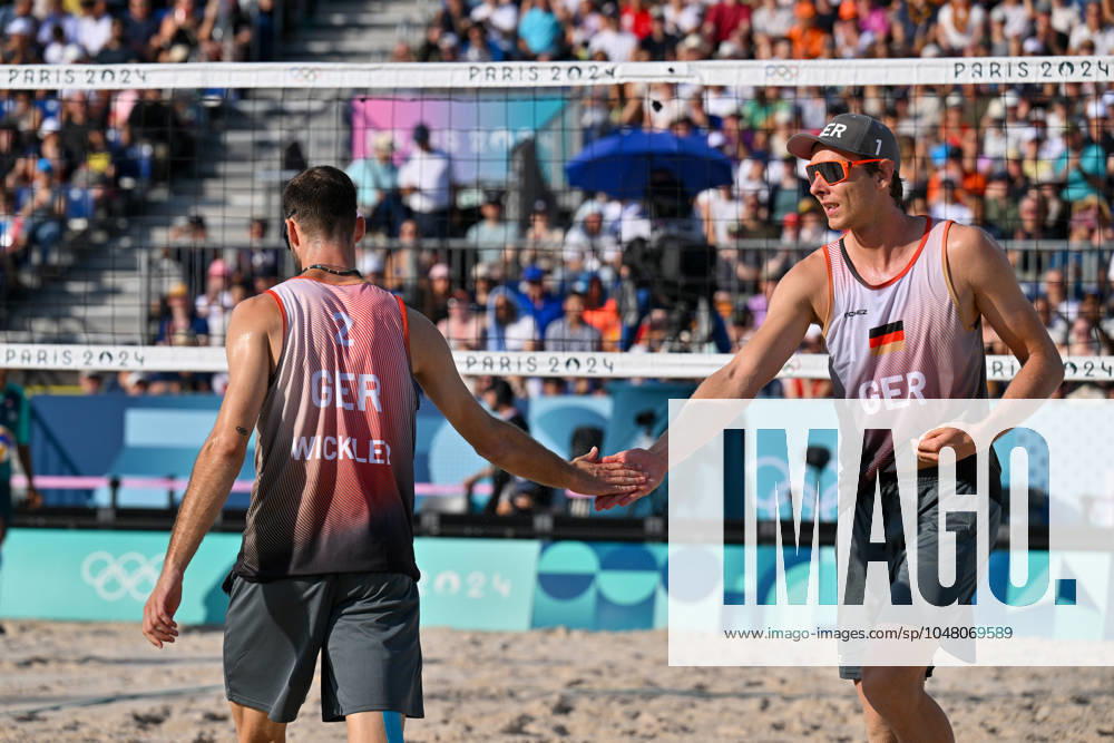 Olympic Games Beach Volleyball Paris 01 08 2024 Preliminary round, Men, GER AUS, Nils Ehlers 1, GER , Clemens Wickler 2, GER ,