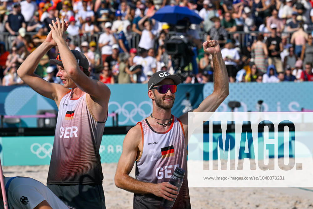 Olympic Games Beach Volleyball Paris 01 08 2024 Preliminary round, Men, GER AUS, Nils Ehlers 1, GER , Clemens Wickler 2, GER ,