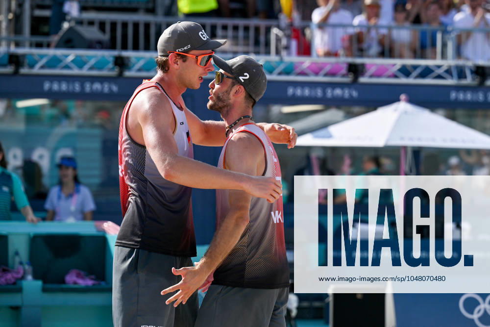 Olympic Games Beach Volleyball Paris 01 08 2024 Preliminary round, Men, GER AUS, Nils Ehlers 1, GER , Clemens Wickler 2, GER ,