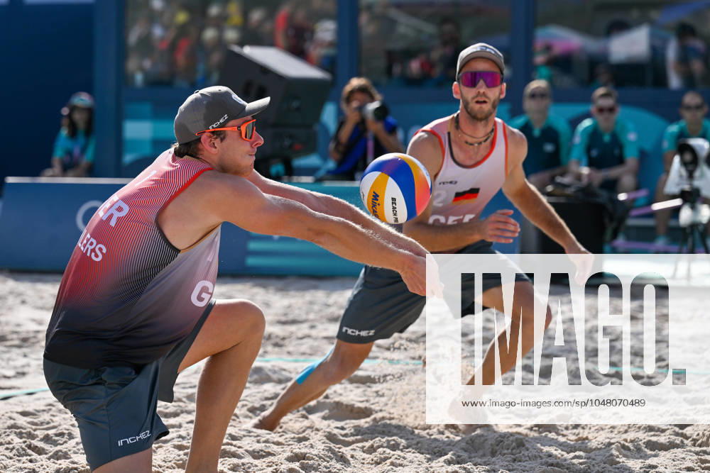 Olympic Games Beach Volleyball Paris 01 08 2024 Preliminary round, Men, GER AUS, Nils Ehlers 1, GER , Clemens Wickler 2, GER ,