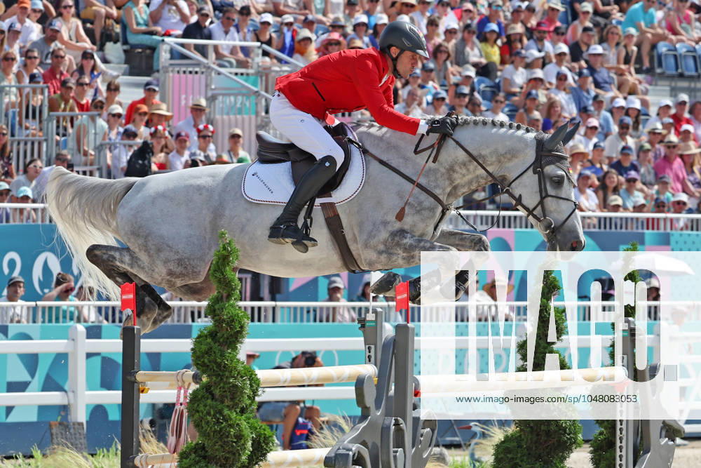 Christian Kukuk GER with horse Checker 47, all Germans remain without faults and 0, 1 place in the qualification for the final, show jumping, qualification team jumping, Jumping, Jumping Team Qualifer, Equestrian, Paris 2024, Olympic Games Paris 2024, Olympic Games 2024, 01 08 2024,