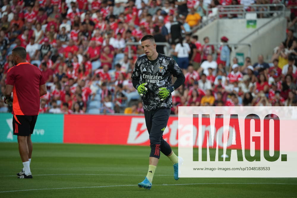 Anatolii Trubin of Lisboa e Benfica in action during the Algarve Trophy 2024 football match between Sport Lisboa e Benfica v Fulham Football Club at Algarve Stadium.