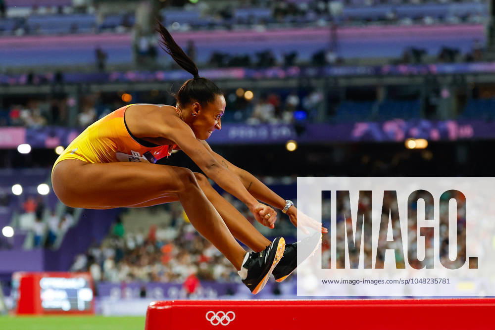 Ana Peleteiro-Compaore of Spain competes during the Women s Triple Jump Final of the Athletics at Stade de France during the Paris 2024 Olympics Games on August 3, 2024 in Paris, France. Paris FRANCE - ZUMAa181 20240803_zaa_a181_313
