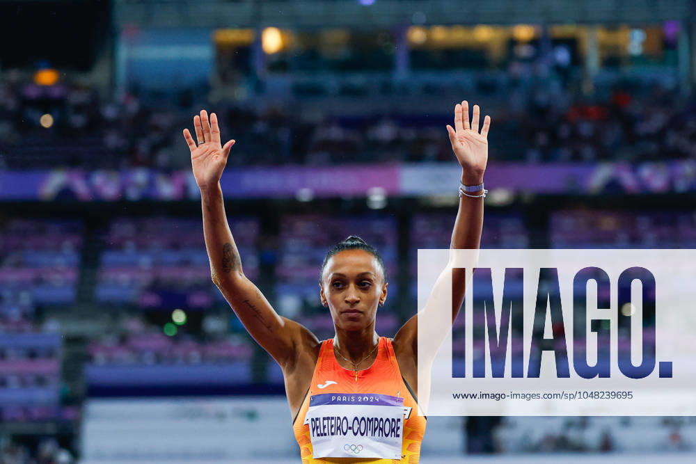 Ana Peleteiro-Compaore of Spain gestures during the Women s Triple Jump Final of the Athletics at Stade de France during the Paris 2024 Olympics Games on August 3, 2024 in Paris, France. Paris FRANCE - ZUMAa181 20240803_zaa_a181_334