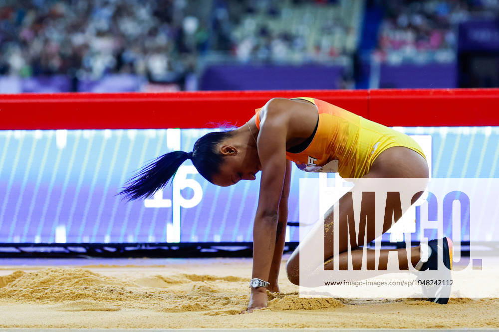 Ana Peleteiro-Compaore of Spain gestures during the Women s Triple Jump Final of the Athletics at Stade de France during the Paris 2024 Olympics Games on August 3, 2024 in Paris, France. Paris FRANCE - ZUMAa181 20240803_zaa_a181_338
