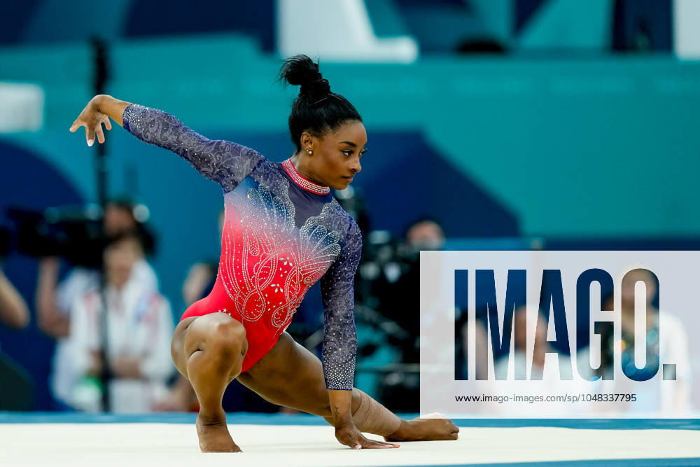 PARIS, FRANCE AUGUST 5 Simone Biles of United States during the Women s Floor Exercise Final on day ten of the Olympic Games Paris 2024 at Bercy Arena on August 5, 2024 in Paris, France Paris Bercy Arena France