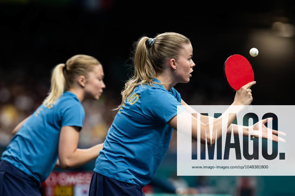 Christina Källberg and Filippa Bergand of Sweden against Yubin Shin and Jihee Jeon of South Korea not pictured in a women s table tennis team quarterfinal between Sweden and South Korea during day 11 of the Paris 2024 Olympic Games on August 6, 2024 in Paris Photo Joel Marklund BILDBYRAN code JM JM0597 bbeng table tennis ping pong olympic games olympics os olympiska spel olympiske leker paris 2024 paris os paris ol kvartsfinal sverige sydkorea