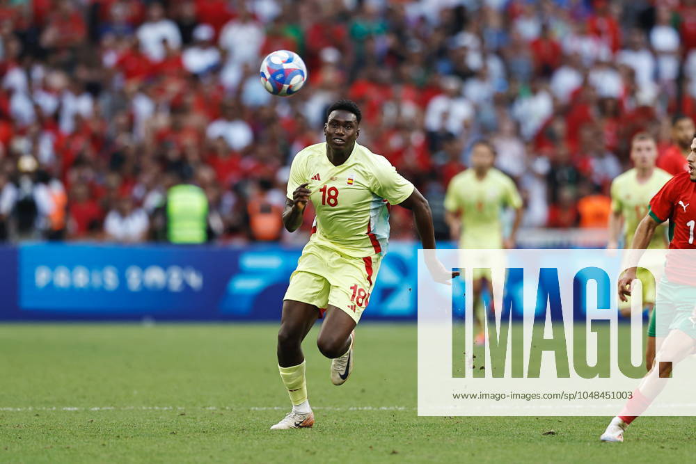 Samu Omorodion (ESP), AUGUST 5, 2024 - Football Soccer : Paris 2024 Olympic Games, Olympische Spiele, Olympia, OS Men s football Semi-final match between Morocco 1-2 Spain at the Stade de Marseille in Marseille, France. Noxthirdxpartyxsales (262484679)