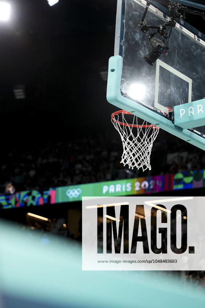 OLYMPICS - Olympic Summer Games 2024 PARIS,FRANCE,08.AUG.24 - OLYMPICS, BASKETBALL - Olympic Summer Games Paris 2024, men, semifinal, France vs Germany. Image shows a feature with a basket. GEPAxpictures xPatrickxSteiner