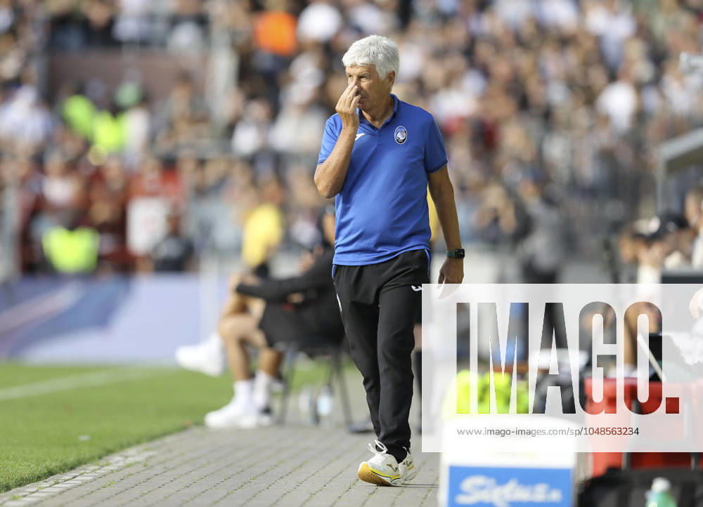 Photo skeptical face of coach Gian Piero Gasperini Bergamo Football 1 Bundesliga , on Fri 09 08 2024 FC St Pauli Atalanta Bergamo