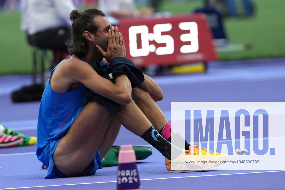 Gianmarco Tamberi, of Italy, during the men s high jump final at the 2024 Summer Olympics, Saturday, Aug. 10, 2024, in Saint-Denis, France. (Photo LaPresse Gian Mattia D Alberto)