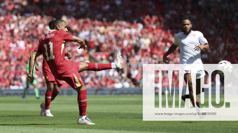 Liverpool v Sevilla Pre-Season Friendly 11 08 2024. Liverpool s Mohamed Salah during the Pre-Season Friendly match between Liverpool and Sevilla at Anfield, Liverpool, England on 11 August 2024. Liverpool Anfield Merseyside England Editorial use only ,