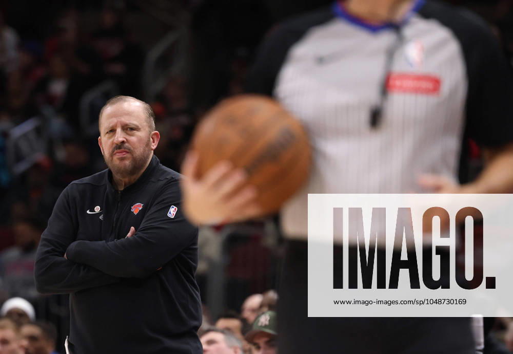 In this file photo, New York Knicks head coach Tom Thibodeau watches second-quarter action against the Chicago Bulls at the United Center on Friday, April 5, 2024, in Chicago. Chicago USA - ZUMAm67_ 20240405_zaf_m67_021