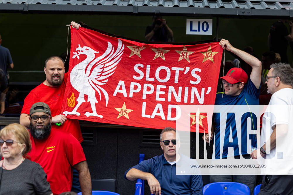 Football - FA Premier League - Ipswich Town FC v Liverpool FC IPSWICH, ENGLAND - Saturday, August 17, 2024: Liverpool supporters banner Slot s appenin lad during the FA Premier League match between Ipswich Town FC and Liverpool FC at Portman Road. (Photo by David Rawcliffe Propaganda) IPSWICH Portman Road SUFFOLK ENGLAND