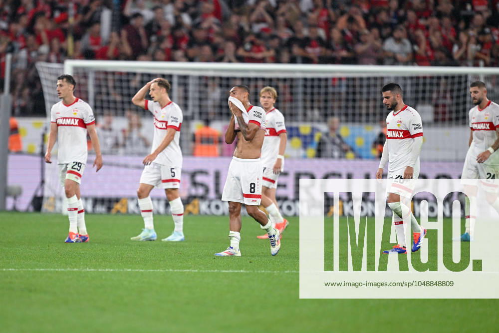 Football, DFL Supercup 2024, Season 2024 2025, Bayer Leverkusen VfB Stuttgart, Anthony Rouault VfB Stuttgart , Yannik Keitel VfB Stuttgart , Enzo Millot VfB Stuttgart , Deniz Undav VfB Stuttgart , Julian Chabot VfB Stuttgart xRHR PHOTO TKx