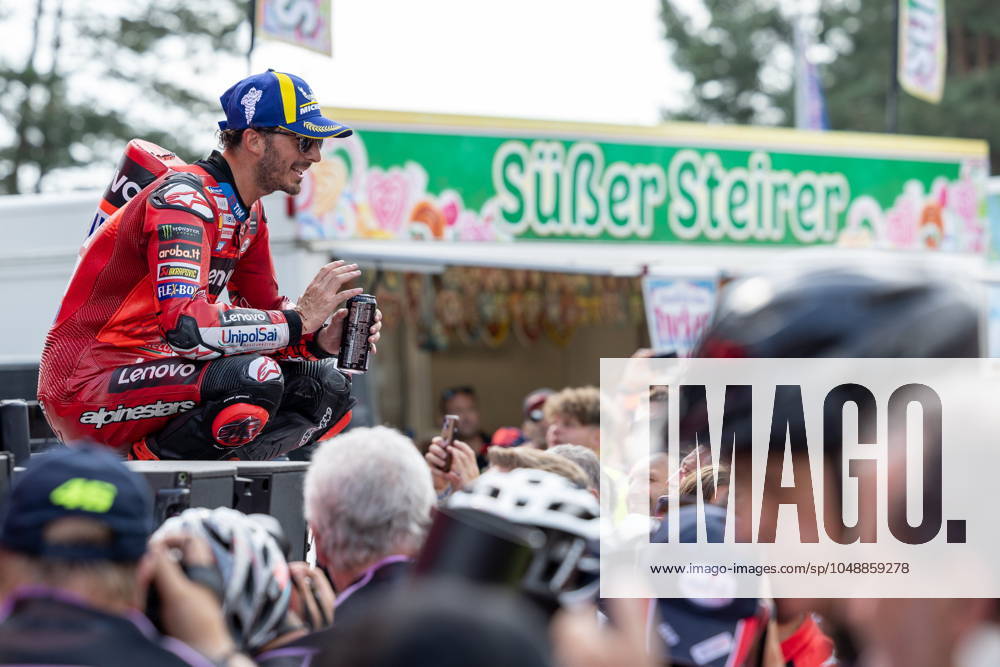 Red Bull Ring, Spielberg, AUT, MotoGP, Grand Prix of Austria 2024, Sprint race, in the picture winner Francesco Bagnaia ITA, Ducati Lenovo Team race winner Francesco Bagnaia of Italy Ducati Lenovo Team during the sprint race for the MotoGP from Austria at the Red Bull Ring in Spielberg, Austria on 2024 08 17 Expa Spielberg EP_gro