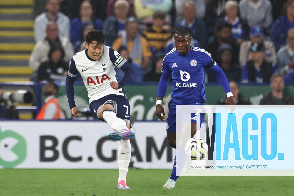 Premier League Leicester City v Tottenham Hotspur Son Heung-min of Tottenham Hotspur passes the ball during the Premier League match Leicester City vs Tottenham Hotspur at King Power Stadium, Leicester, United Kingdom, 19th August 2024 (Photo by Mark Cosgrove News Images) Leicester King Power Stadium Leicestershire United Kingdom